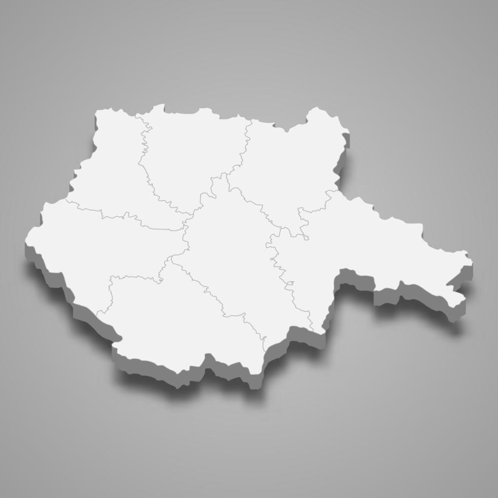 3D isometrische kaart van Zuid-Bohemen is een regio van Tsjechië vector
