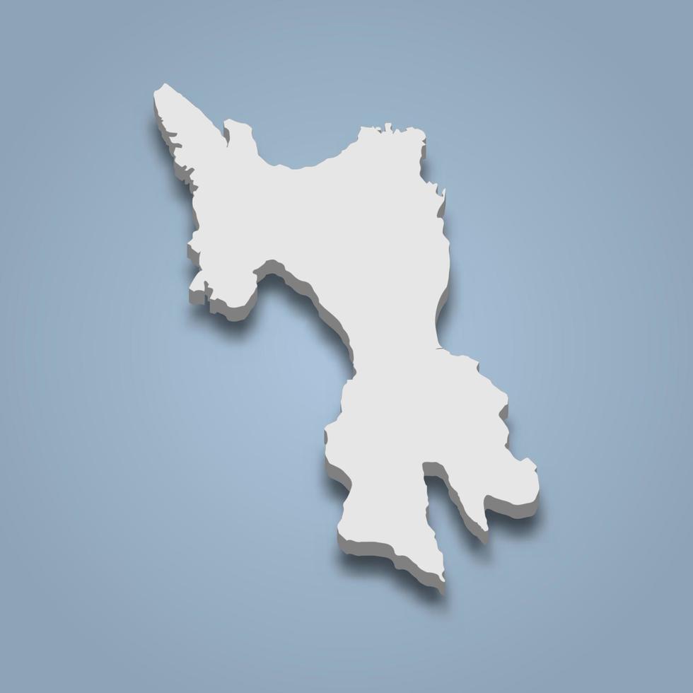 3d isometrische kaart van leyte is een eiland in de filipijnen vector