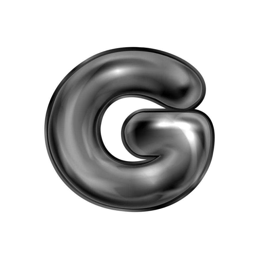 zwarte latex opgeblazen alfabet symbool, geïsoleerde letter g vector