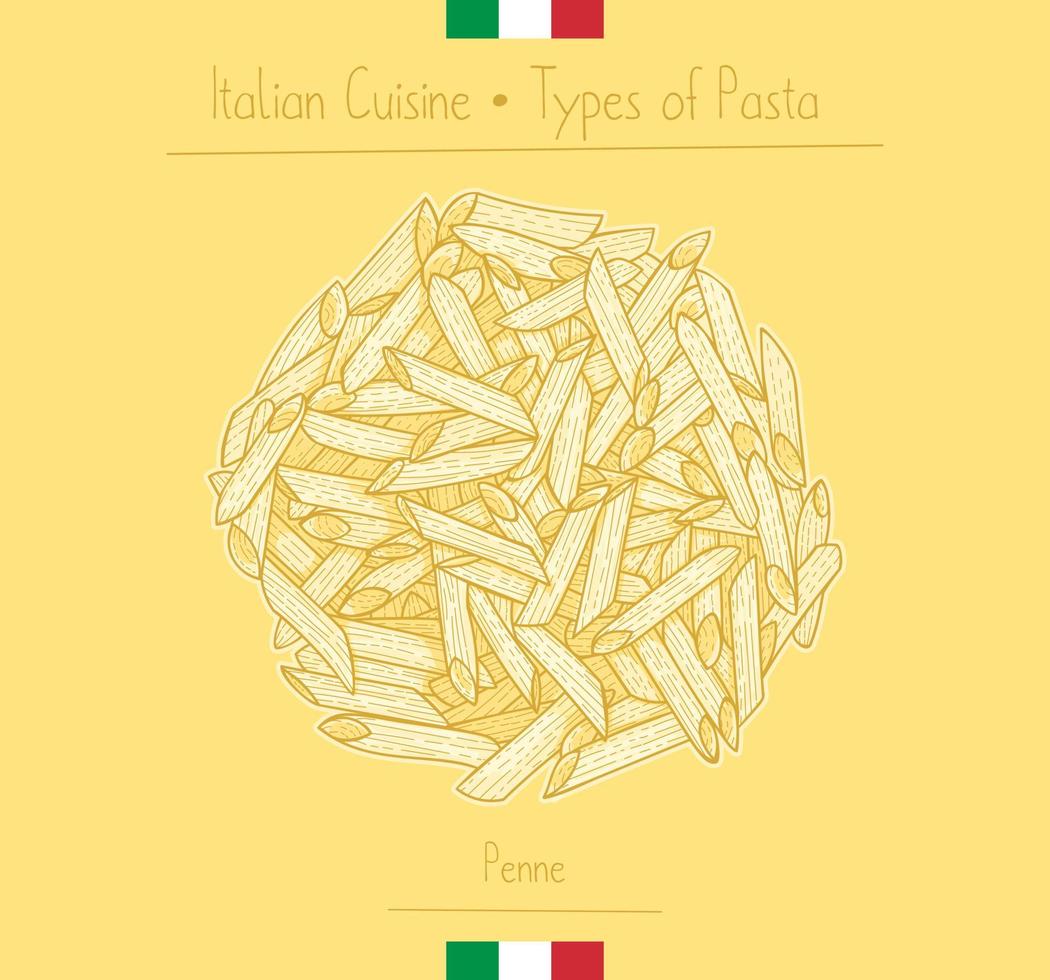 Italiaans eten penne pasta, schetsen van illustratie in de vintage stijl vector