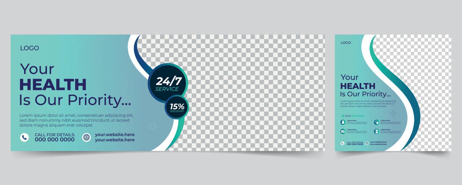 medische dekking en sociale media post vector ontwerpsjabloon met moderne kleurverloop