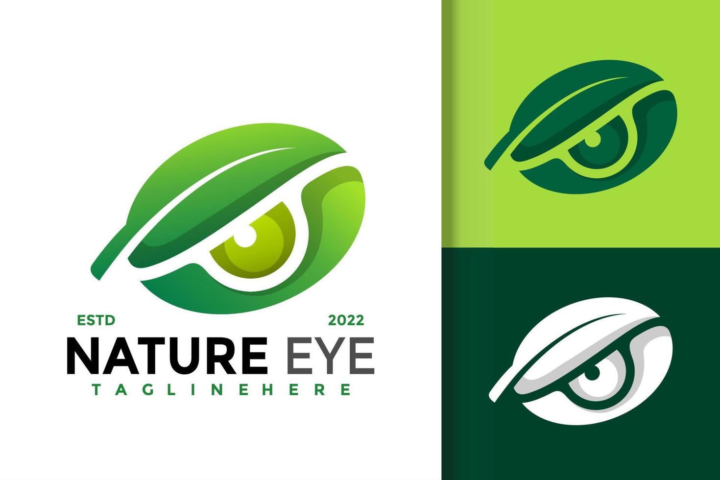 natuur blad oog visie logo ontwerp vector sjabloon