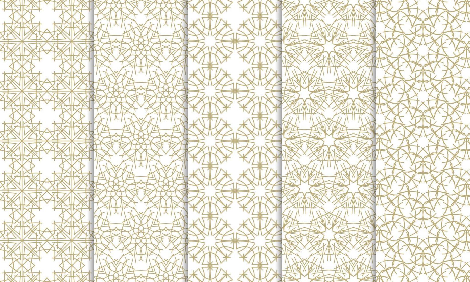 set van islamitische, decoratieve, artistieke, decoratie en naadloze patronen. perfect voor achtergrond, stof, enz. vector