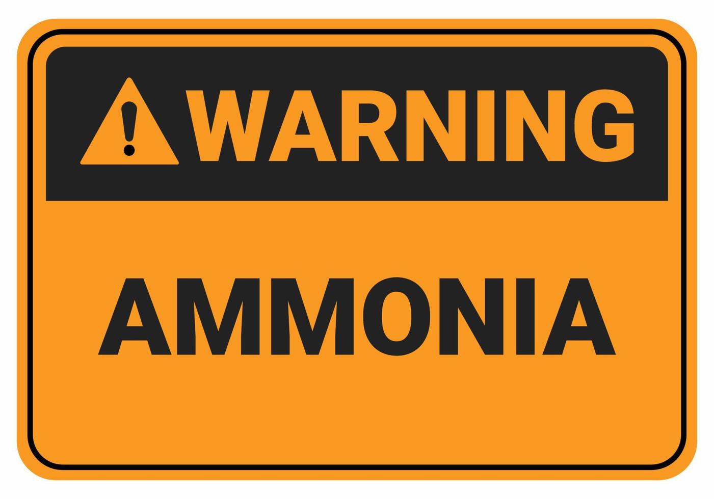 waarschuwing ammoniak. pas op voor de gevaren van ammoniak. veiligheid teken vectorillustratie. osha en ansi standaard teken. eps10 vector