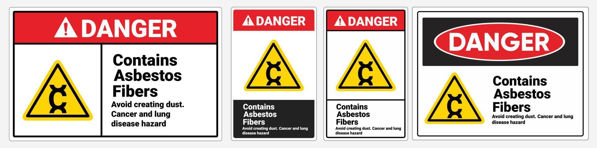 veiligheidsbord bevat waarschuwingsbord voor asbestvezels. gevaar teken. symbool illustratie. osha en ansi standaard vector