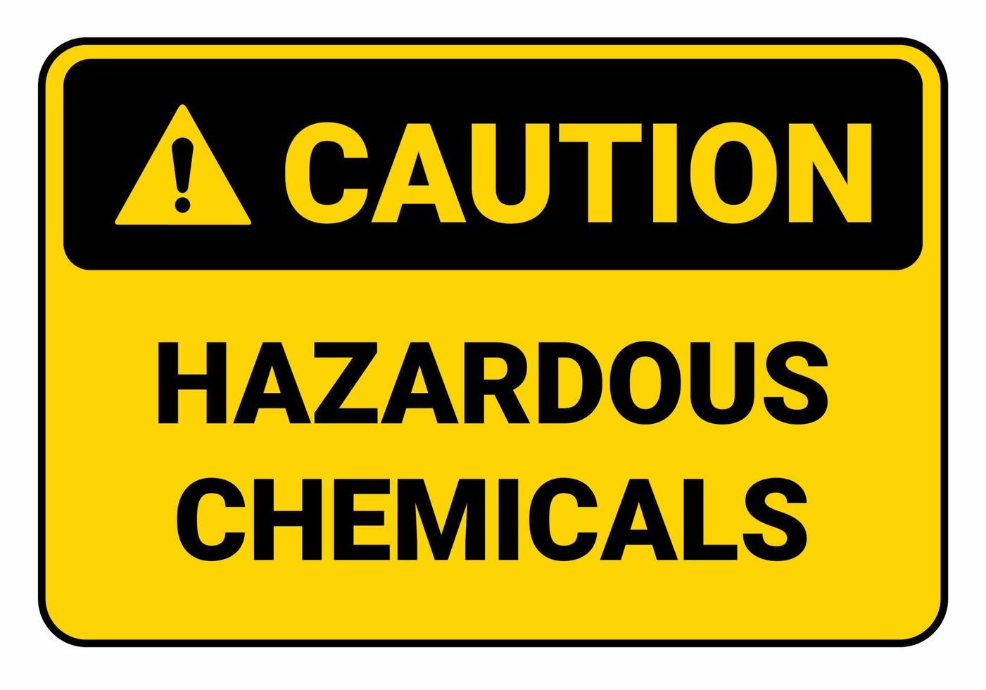 let op gevaarlijke chemicaliën symbool teken. veiligheidsteken vector illustration.osha en ansi standaard teken.