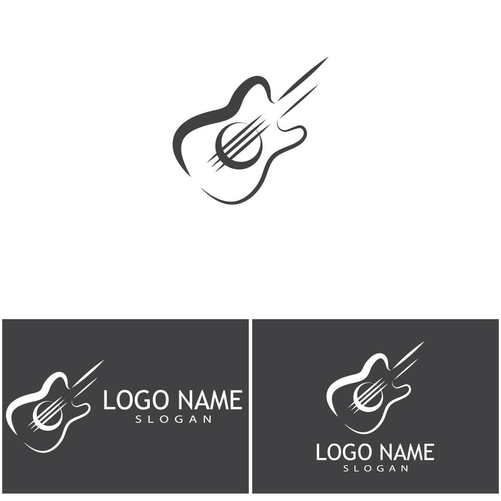 cross gitaar muziek band embleem logo ontwerp vector