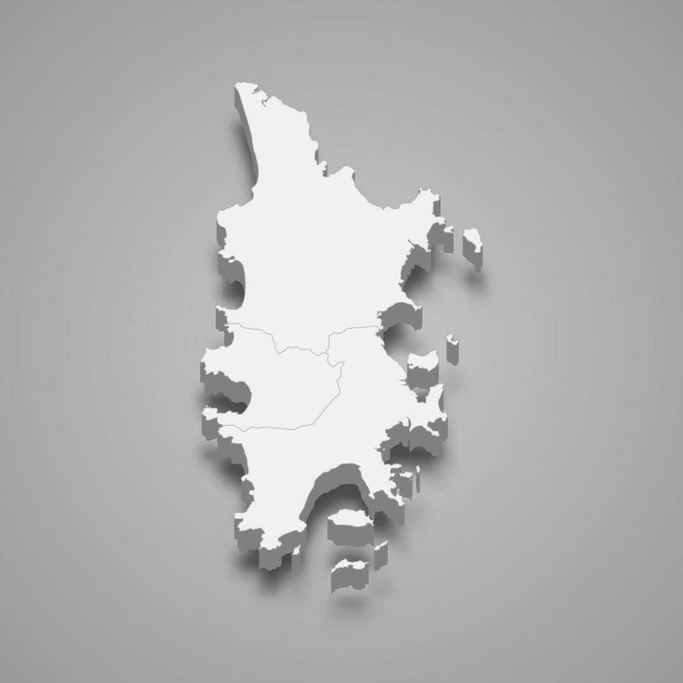 3D-kaart van phuket is een provincie van thailand vector