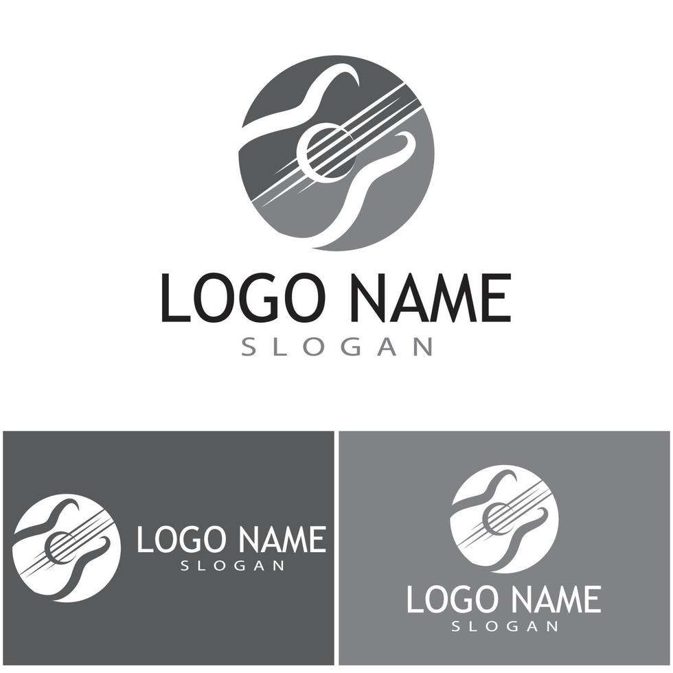 cross gitaar muziek band embleem logo ontwerp vector