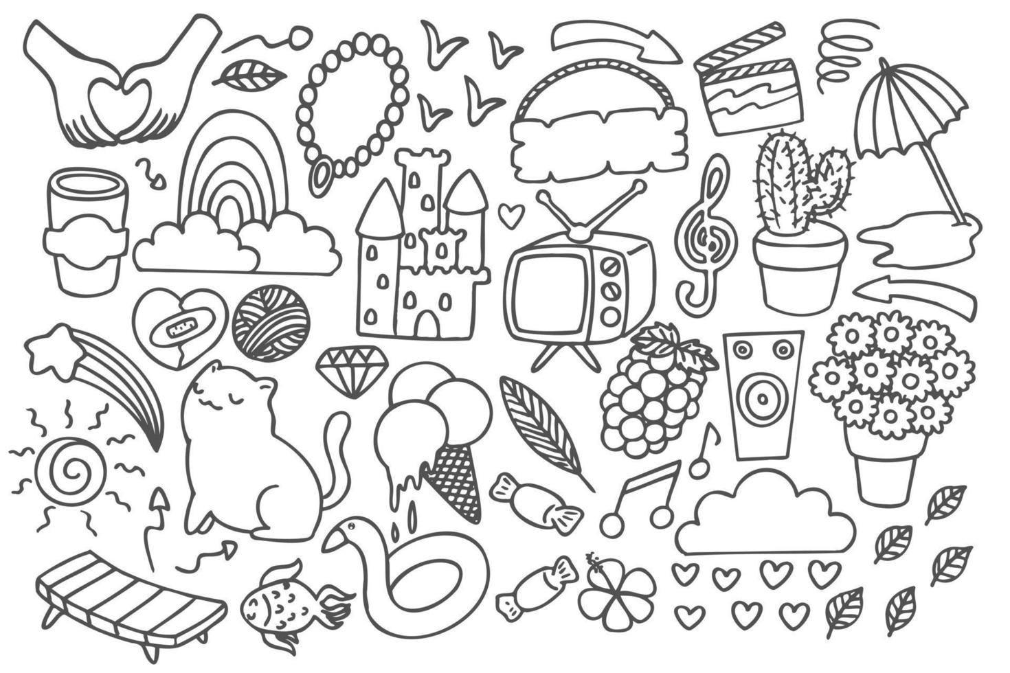 set van verschillende doodles kunst. vector