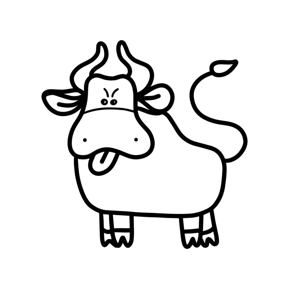 schattige koe of stier vector