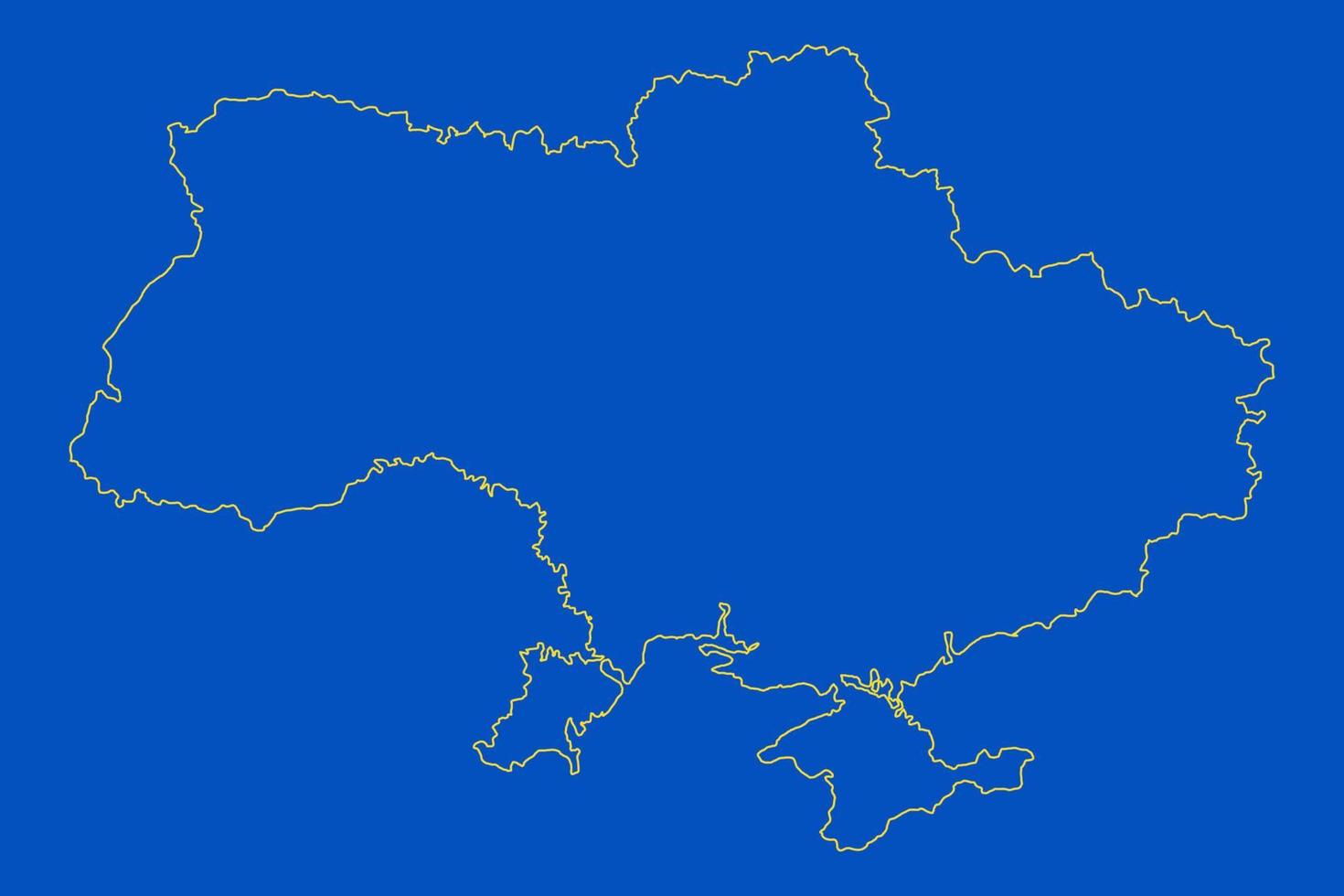 Oekraïne landkaart. Europese landen. doodle tekening overzicht schets. Oekraïne grenst aan de Krim. blauwe en gele afbeelding. vector