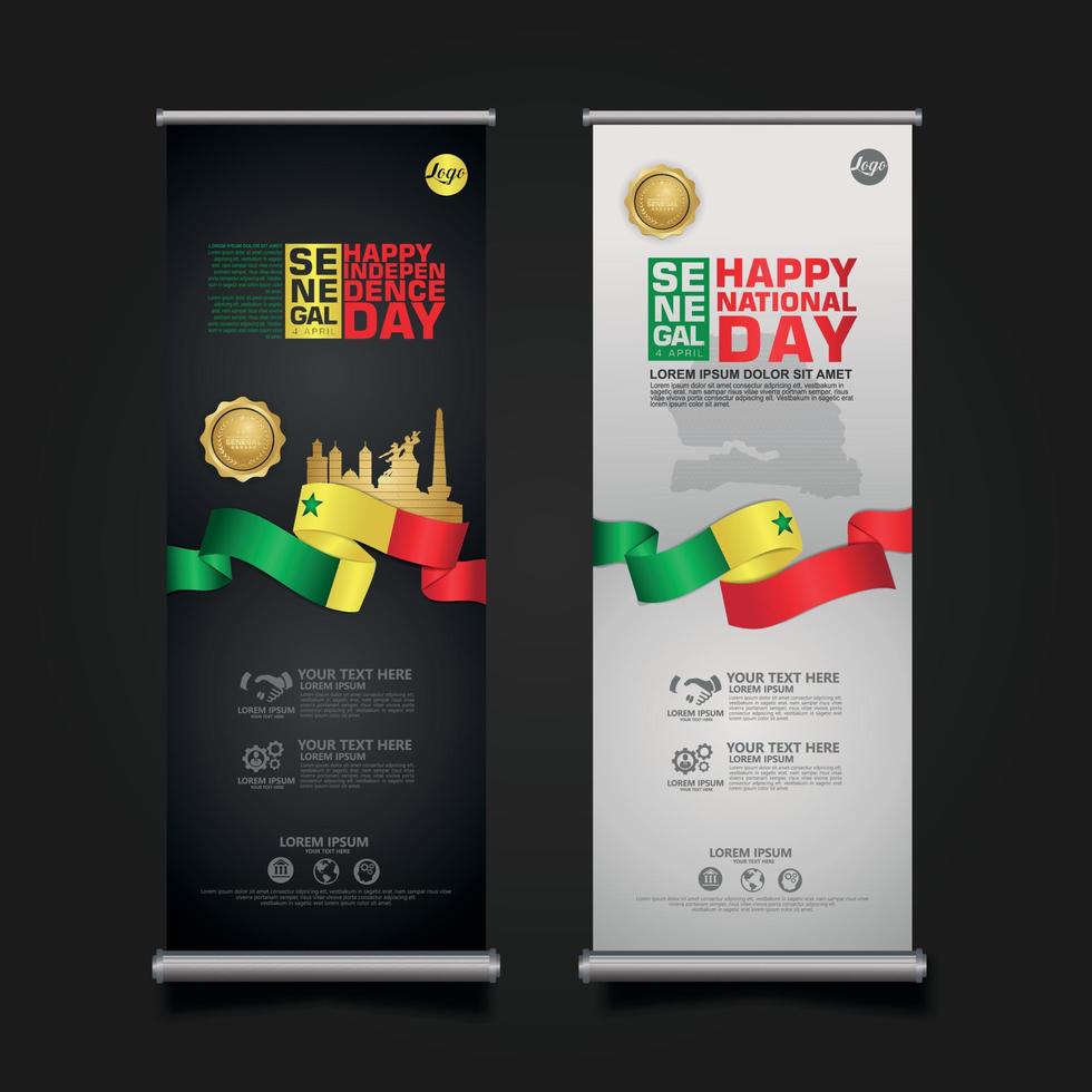 roll-up bannerpromoties instellen senegal happy republic day achtergrondsjabloon vector