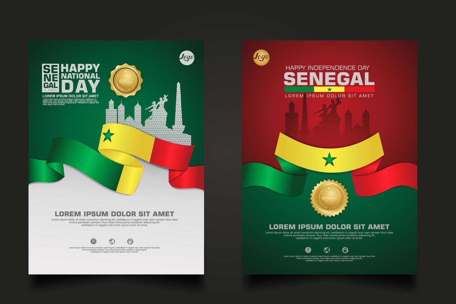 set poster promoties senegal gelukkige republiek dag achtergrond sjabloon. vector