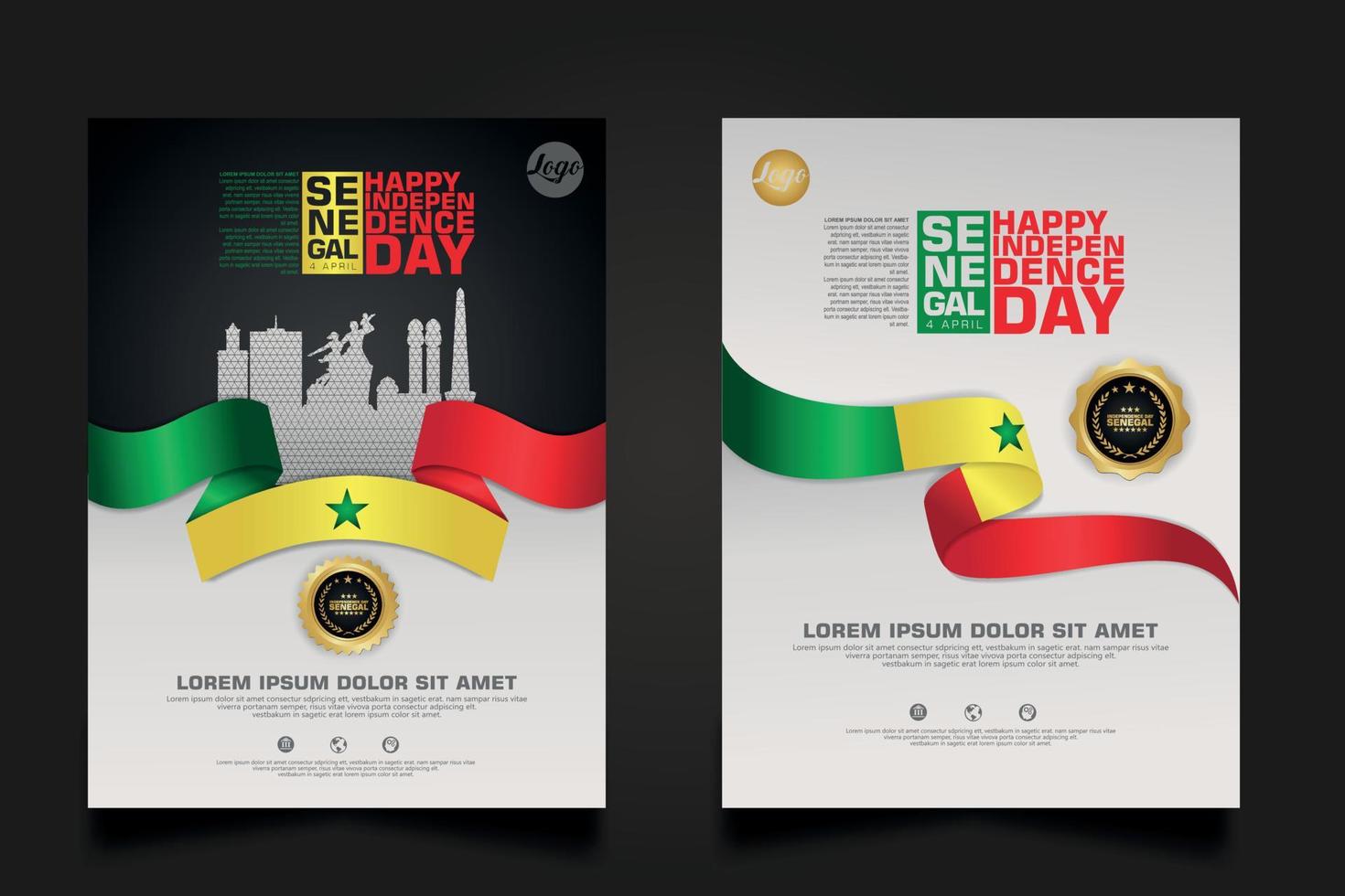 set poster promoties senegal gelukkige republiek dag achtergrond sjabloon. vector