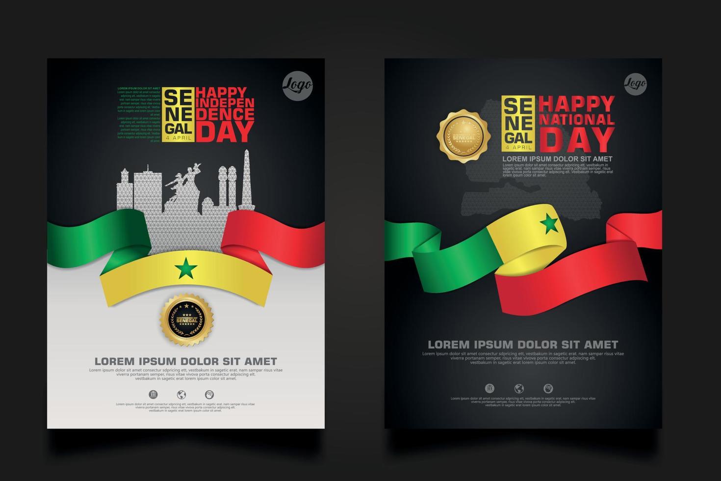 set poster promoties senegal gelukkige republiek dag achtergrond sjabloon. vector