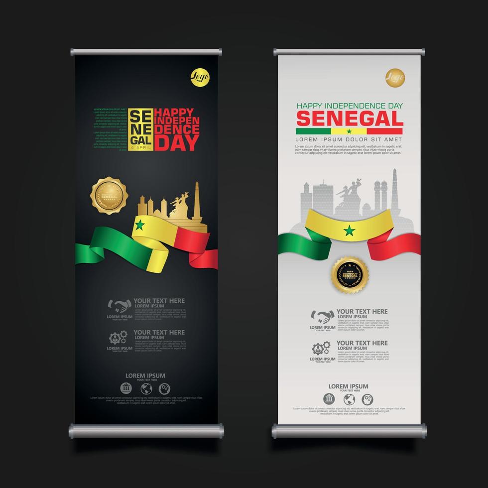 roll-up bannerpromoties instellen senegal happy republic day achtergrondsjabloon vector