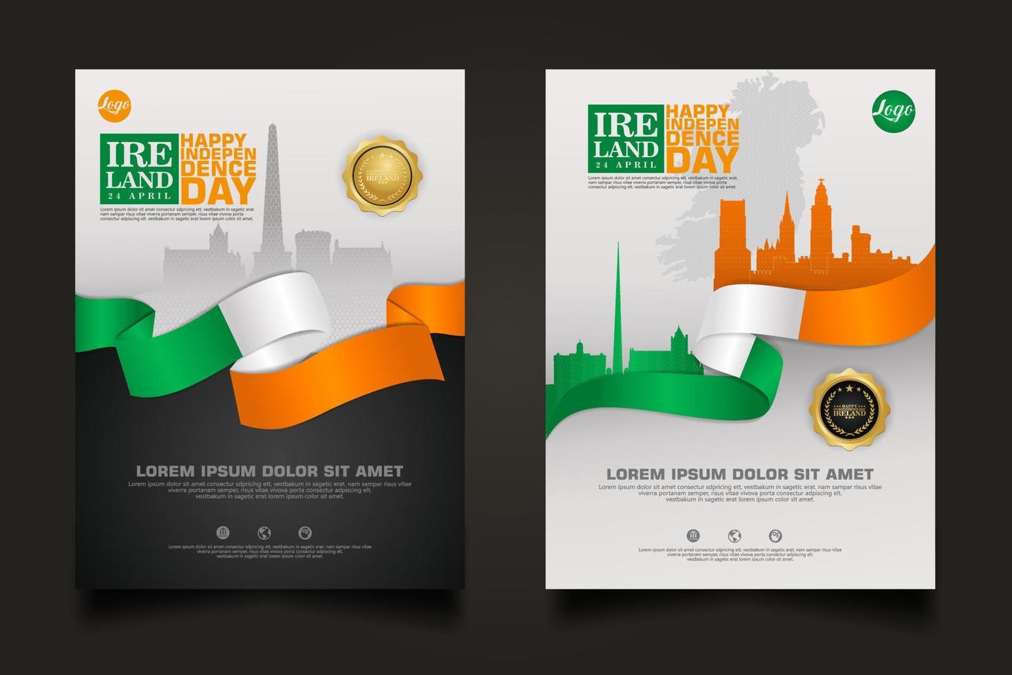 set poster promoties ierland gelukkige onafhankelijkheidsdag achtergrond sjabloon. vector