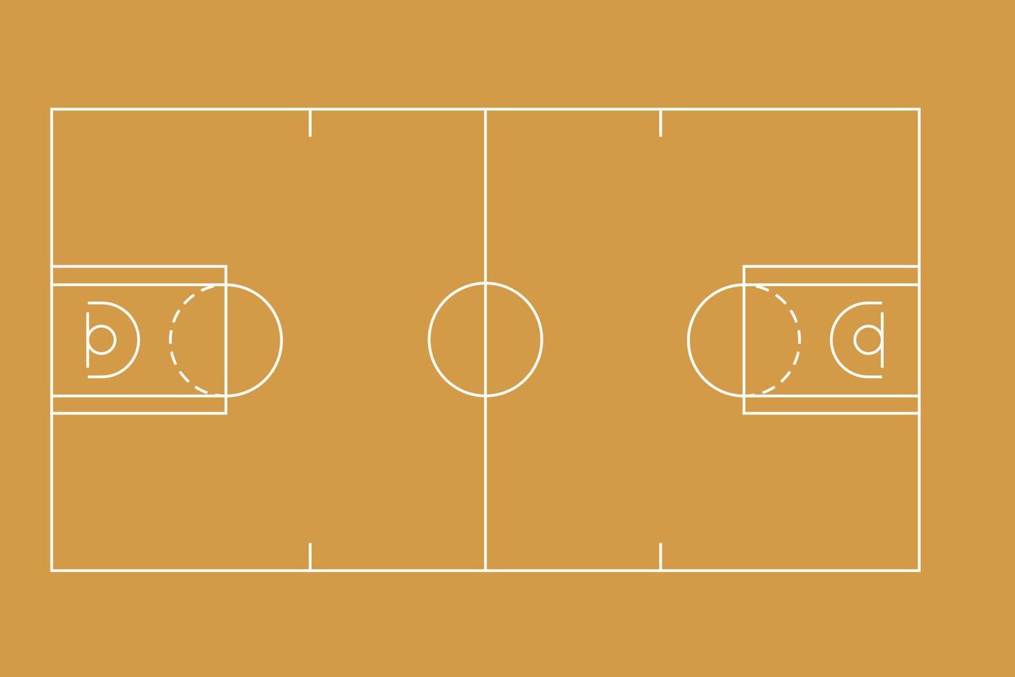 basketbalveldvloer met lijn op bruine achtergrond vector