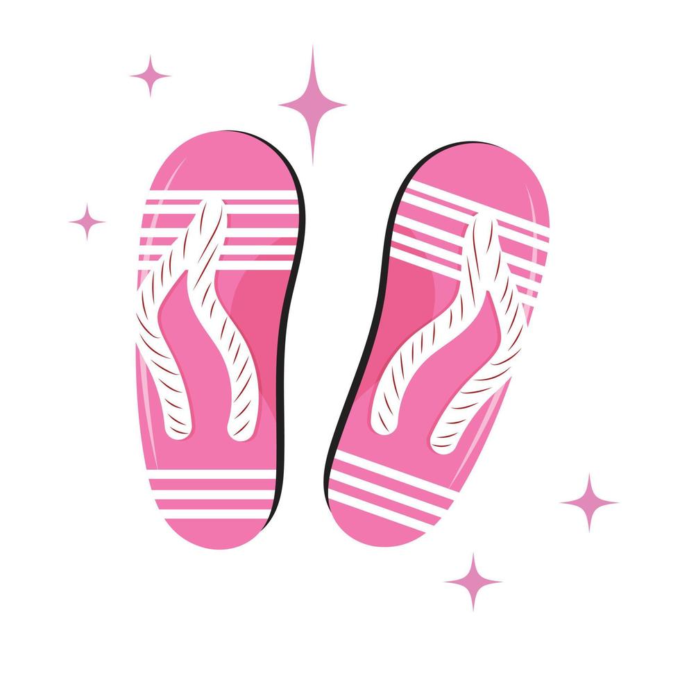 roze slippers met vonken geïsoleerd op een witte achtergrond. pantoffels met strepen. zomer artikel. vectorillustratie. vector