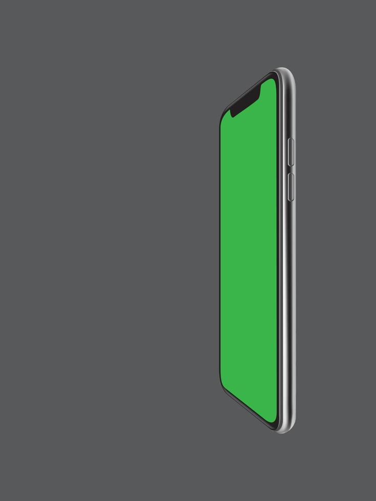 mobiele telefoon met groen scherm op een donkergrijze achtergrond. vector