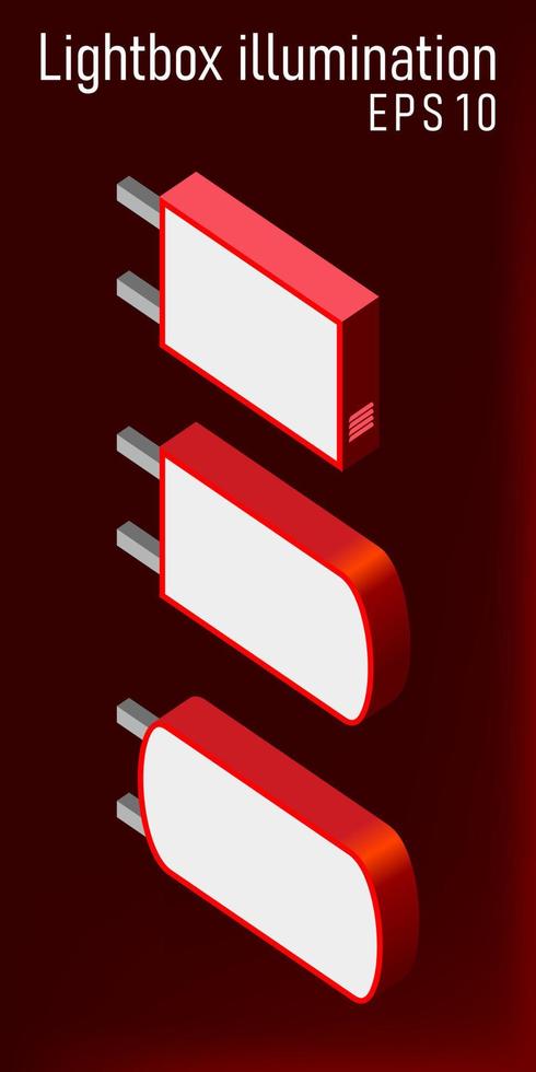 3 lightbox kleur rood op donkere rad kleur achtergrond vector