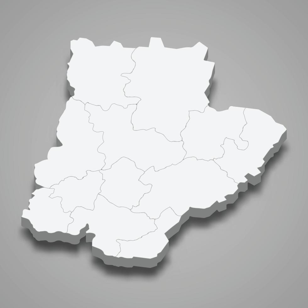 3d isometrische kaart van braganca is een district van portugal vector