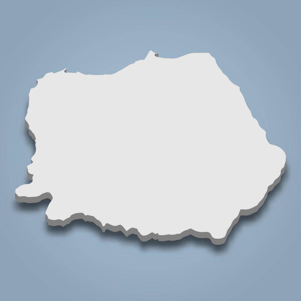 3d isometrische kaart van nisyros is een eiland in de dodekanesos-archipel, griekenland vector