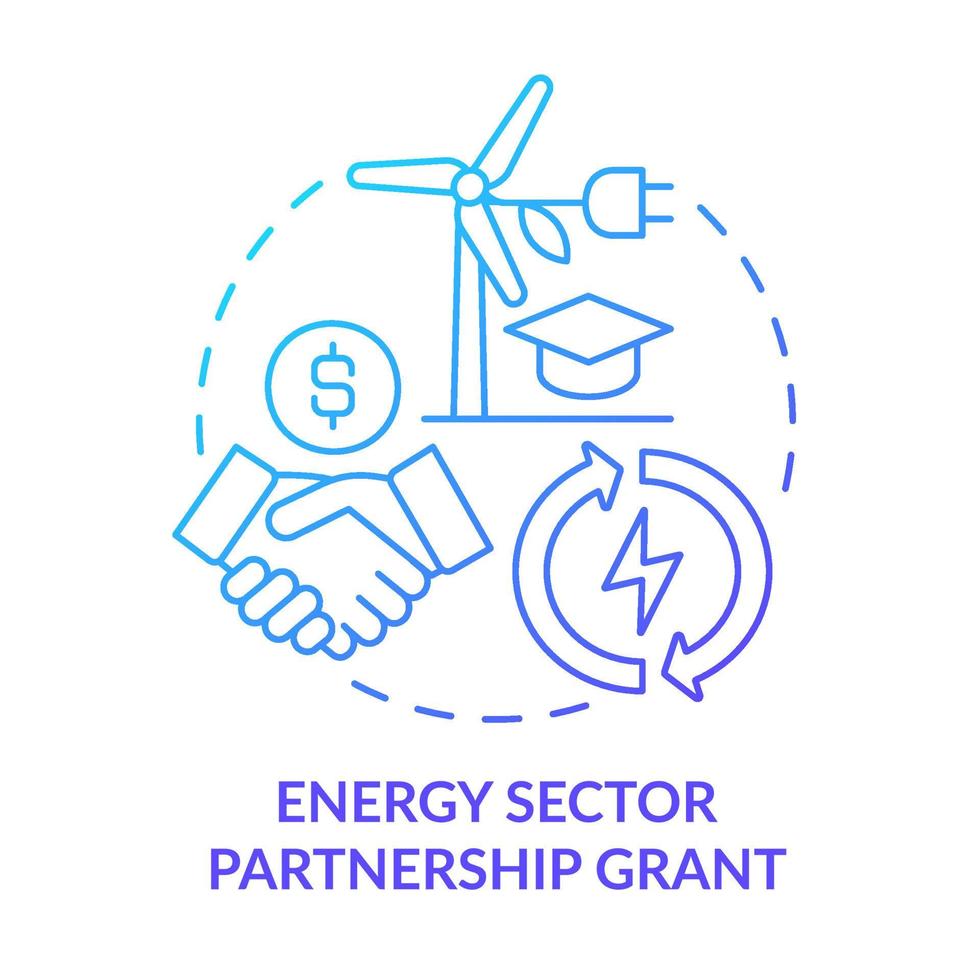 energiesector partnerschap subsidie blauwe gradiënt concept icoon. machtsverdeling. federale tech opleiding abstracte idee dunne lijn illustratie. geïsoleerde overzichtstekening. vector