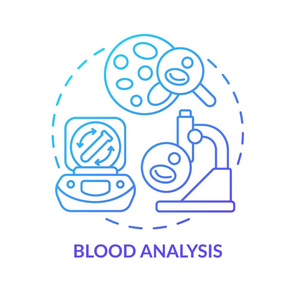bloedanalyse blauwe kleurovergang concept icoon. patiënt onderzoek dienst. medische diagnostische diensten abstracte idee dunne lijn illustratie. geïsoleerde overzichtstekening. vector