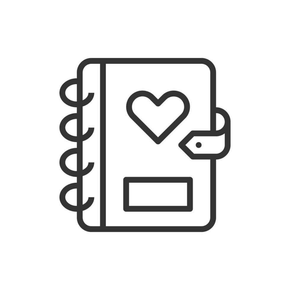 dagboek liefde pictogram lijn vectorillustratie vector