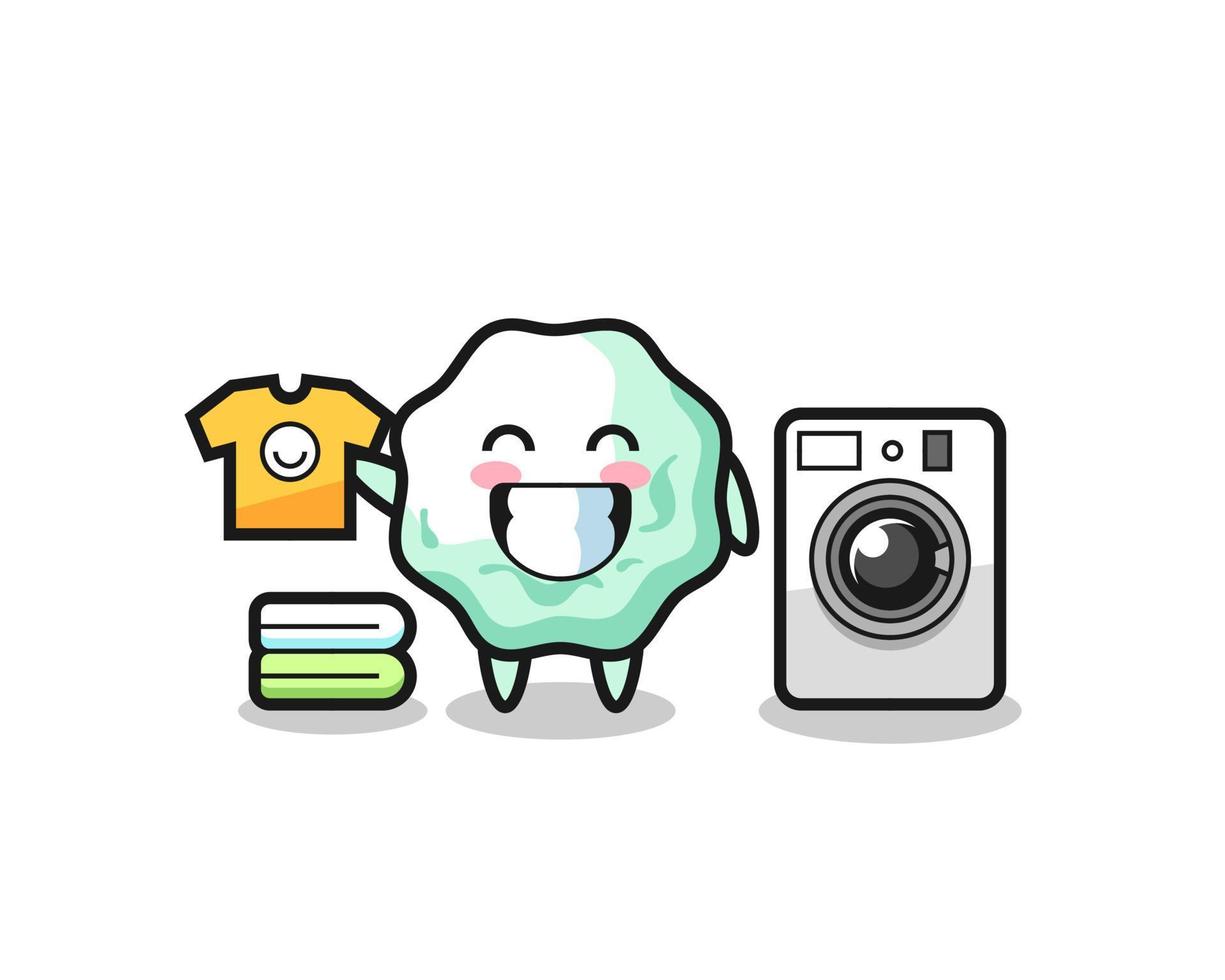 mascotte cartoon van kauwgom met wasmachine vector