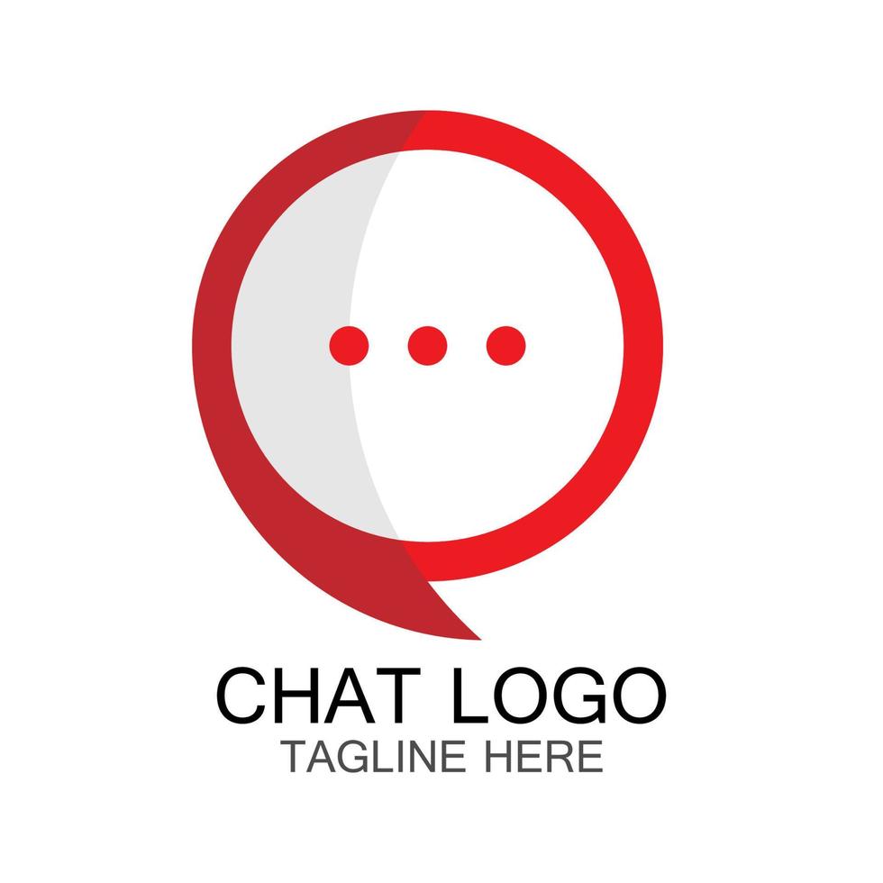 chat-logo, rode tekstballon, voor een bedrijfslogo of -symbool vector