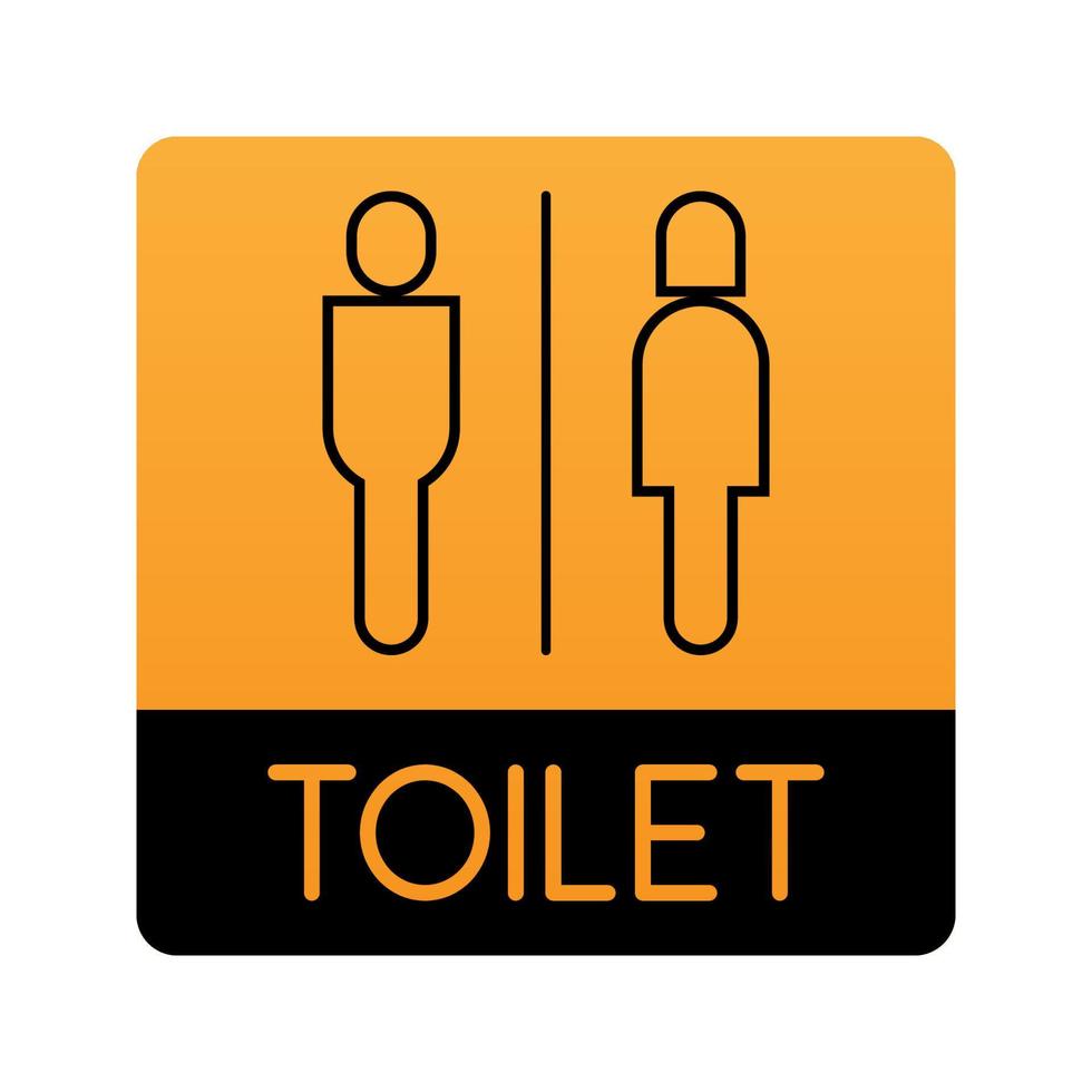 man vrouw of man vrouw toilet toilet teken logo zwarte lijn silhouet stijl in gele doos vector