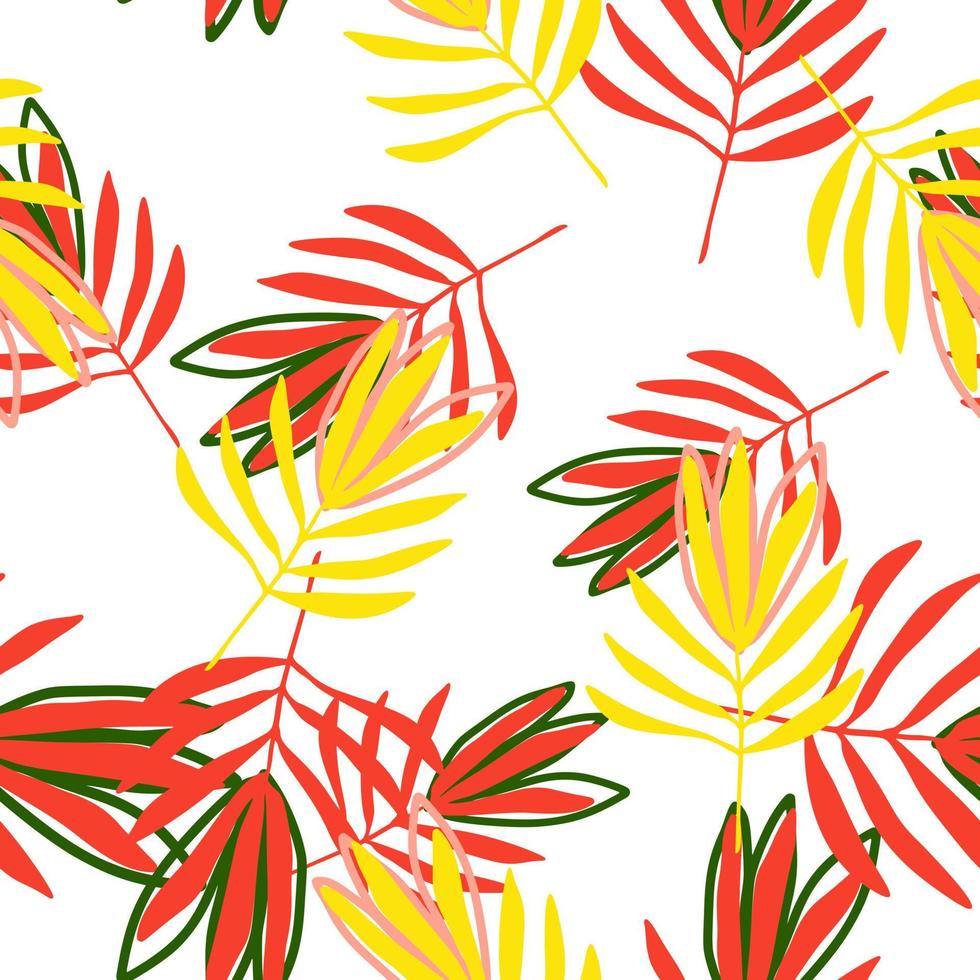 tropische bloemen naadloze patroon. tropisch palmbladeren behang. vector