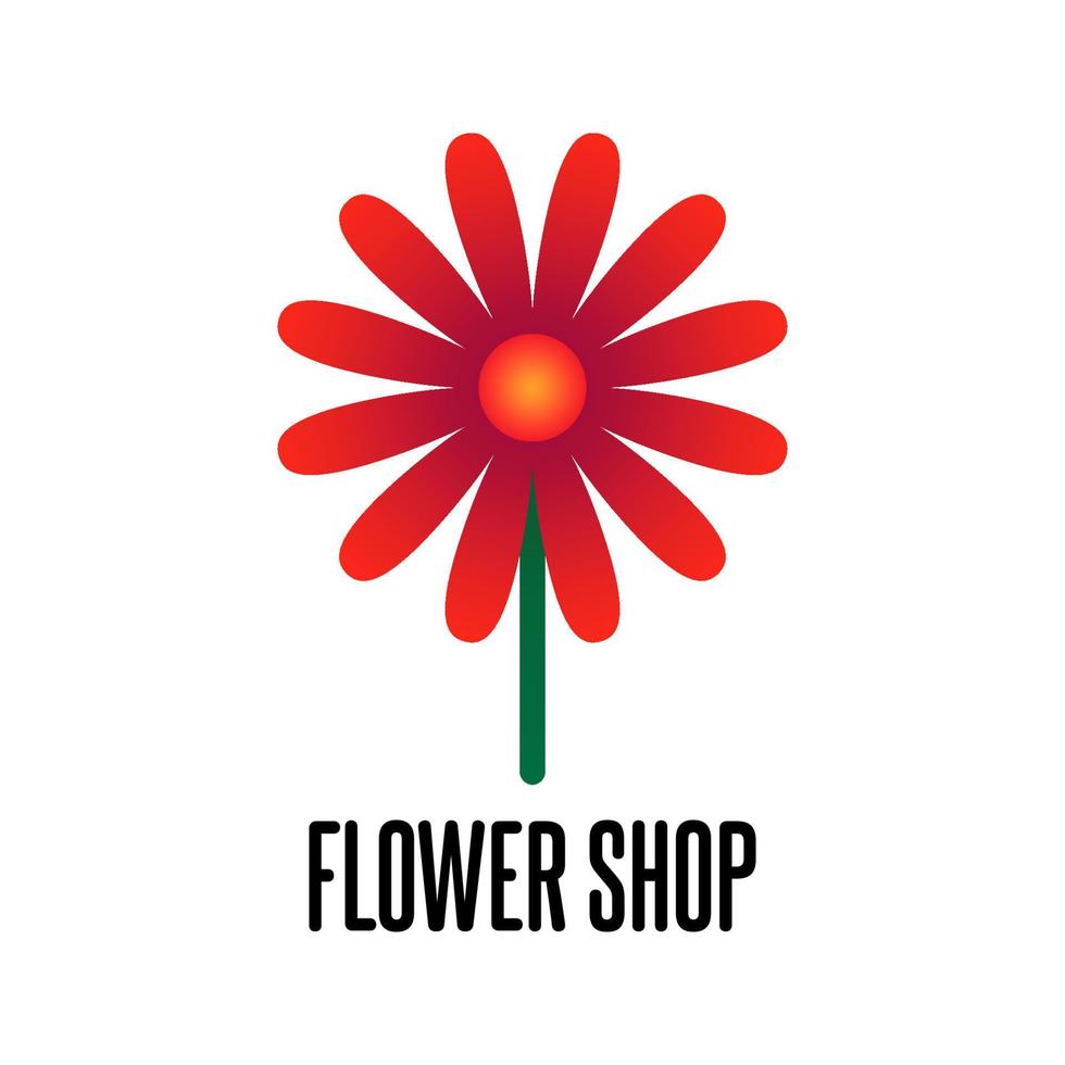 rood madeliefjebloemlogo voor bedrijfslogo of winkel, logo met platte gradiëntontwerpstijl vector