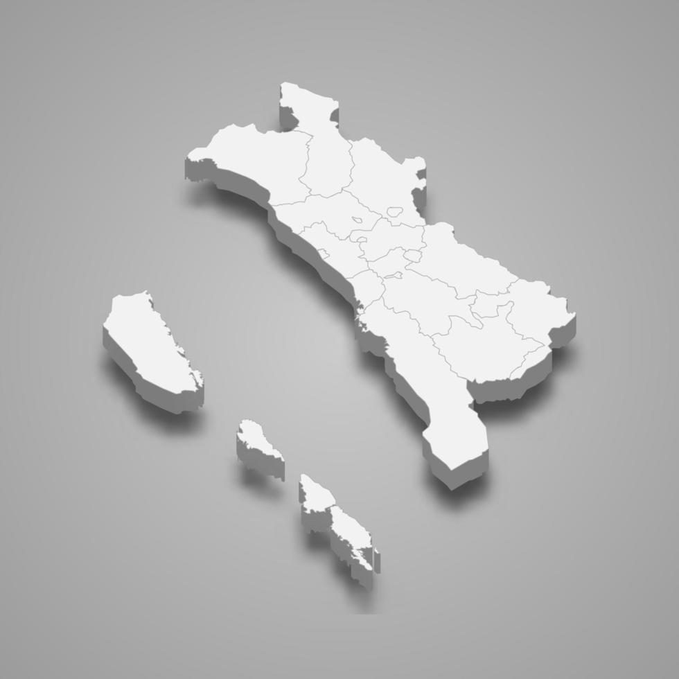 3d isometrische kaart van west-sumatra is een provincie van indonesië vector