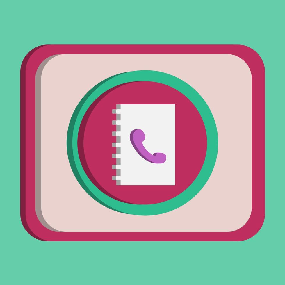 3D-telefoonboek pictogram knop vector met turquoise en roze achtergrond, beste voor onroerend goed ontwerp afbeeldingen, bewerkbare kleuren, populaire vectorillustratie