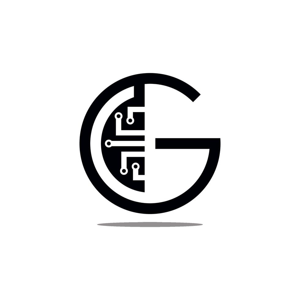 een logo met de initialen de letter g, wat tech is in een eenvoudige stijl vector