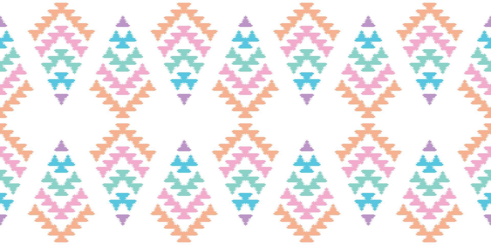 ikat handgemaakte randen prachtige pastelkunst. Navajo chevron naadloze patroon in tribal, folk borduurwerk, Mexicaanse Azteekse geometrische kunst ornament print.design voor tapijt, inwikkeling, stof, dekking, textiel vector