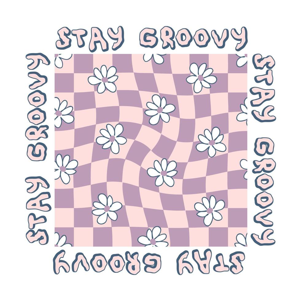 stay groovy slogan graphic met madeliefjes voor t-shirt, textiel en print. vector