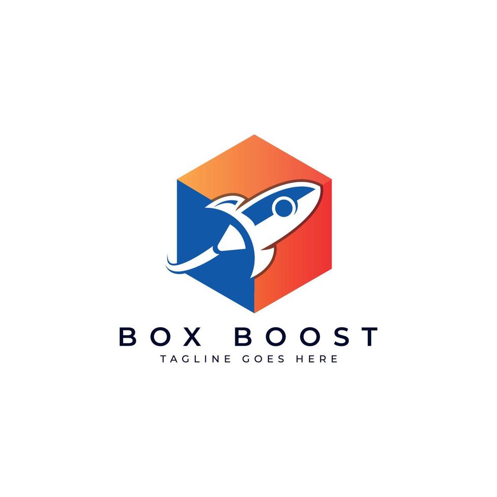 box boost logo-ontwerp, box rocket booster boosting logo vector