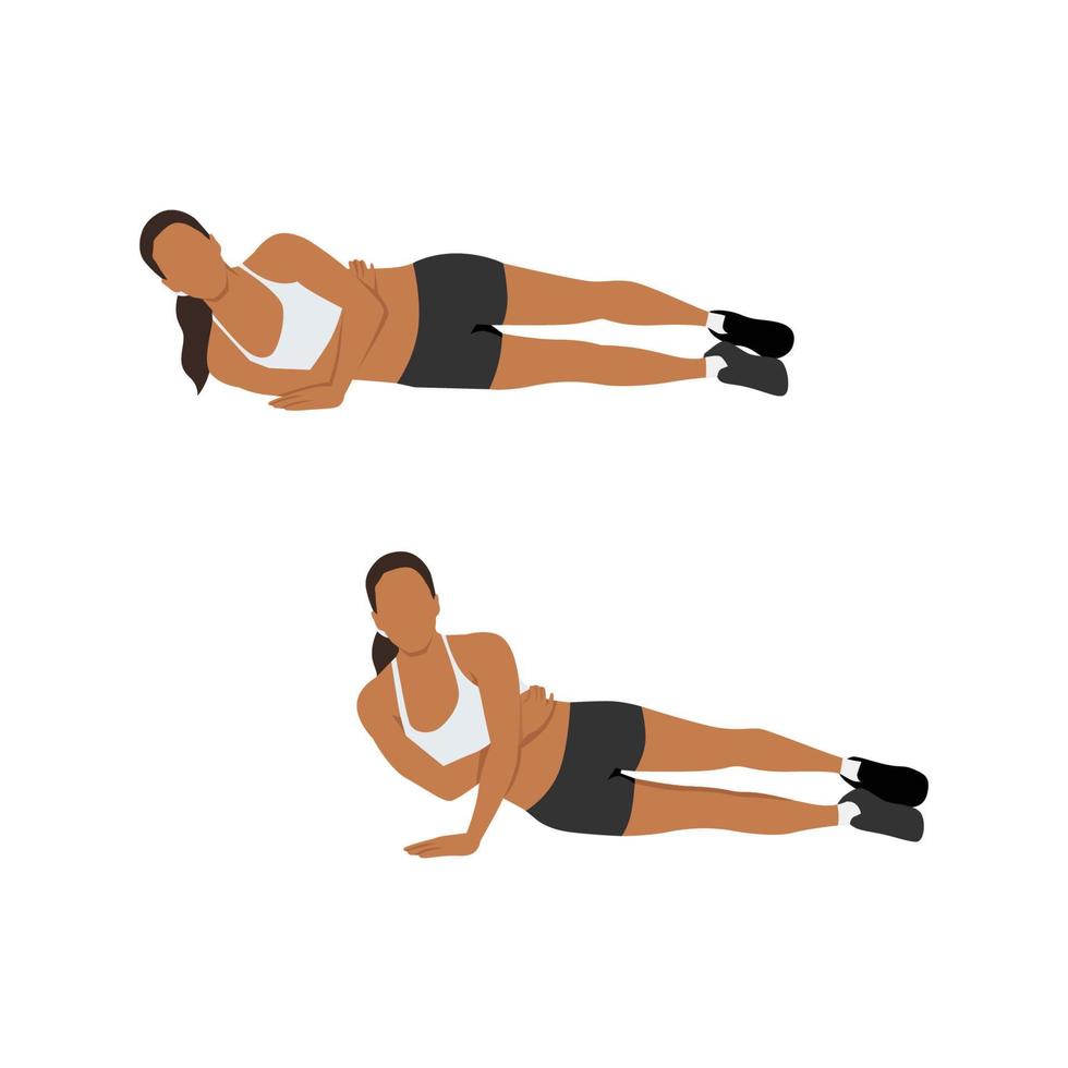 vrouw doet een arm triceps push-up oefening platte vectorillustratie geïsoleerd op een witte background vector