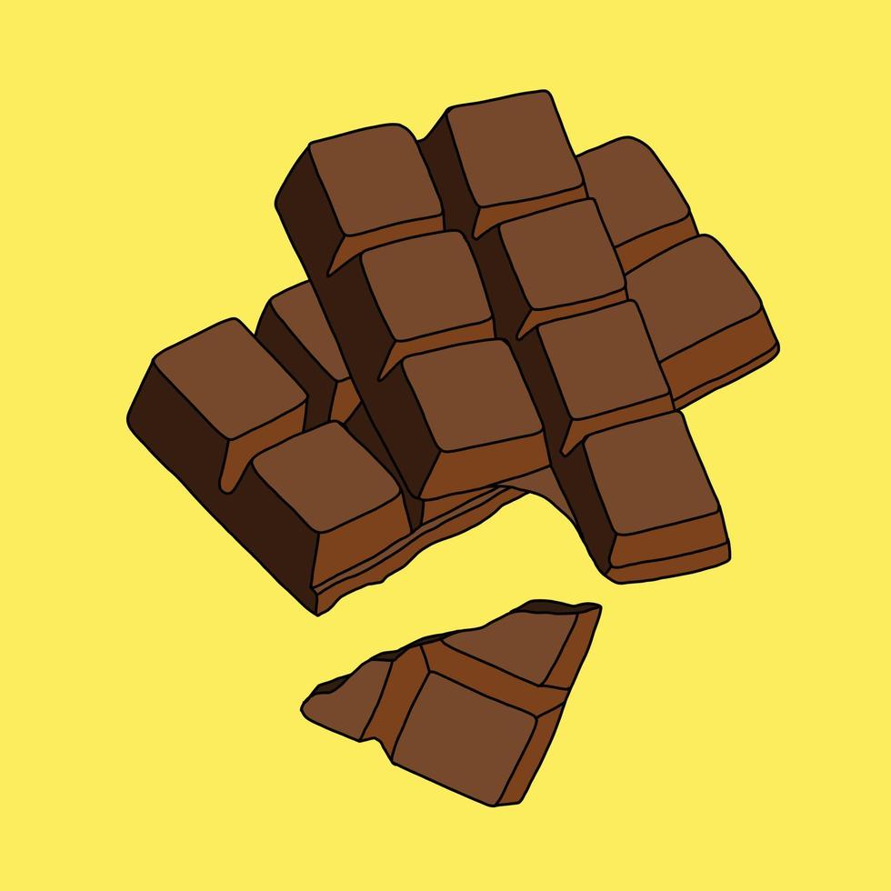 doodling uit de vrije hand schets tekening van een chocoladereep. vector