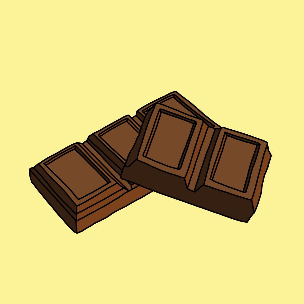 doodling uit de vrije hand schets tekening van een chocoladereep. vector