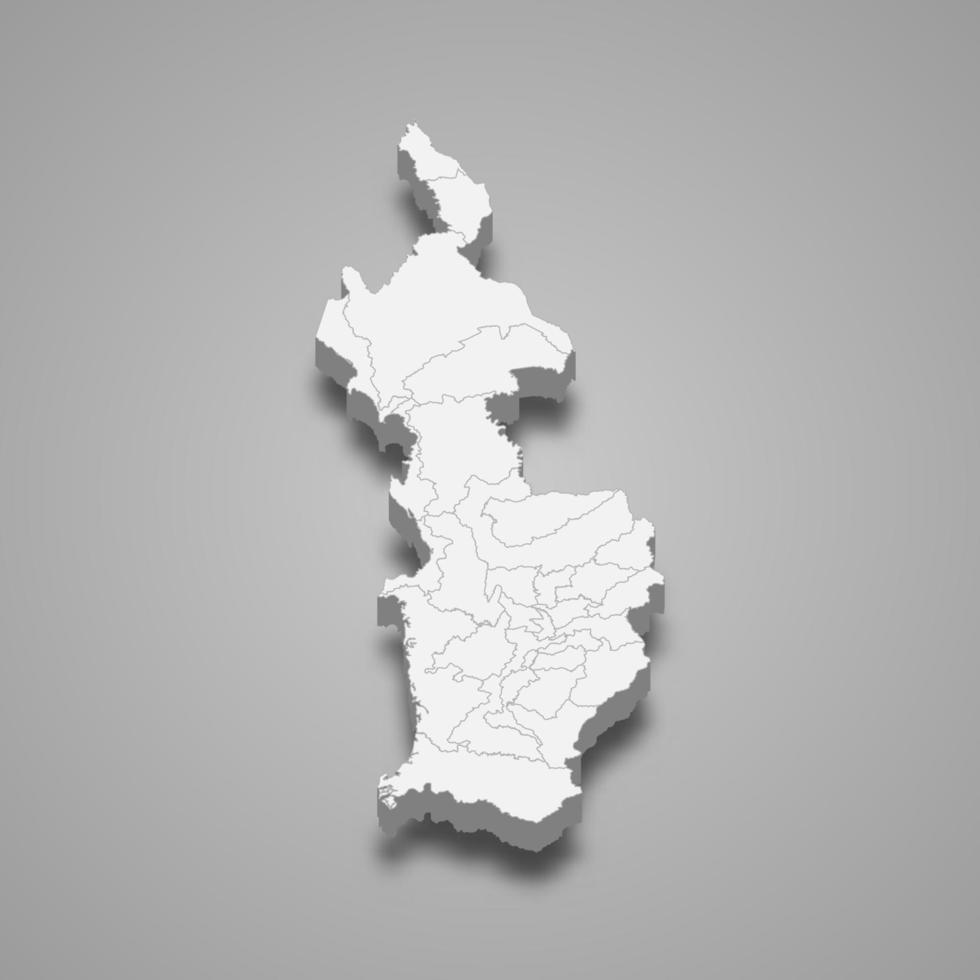 3D-kaart van choco is een departement van colombia vector