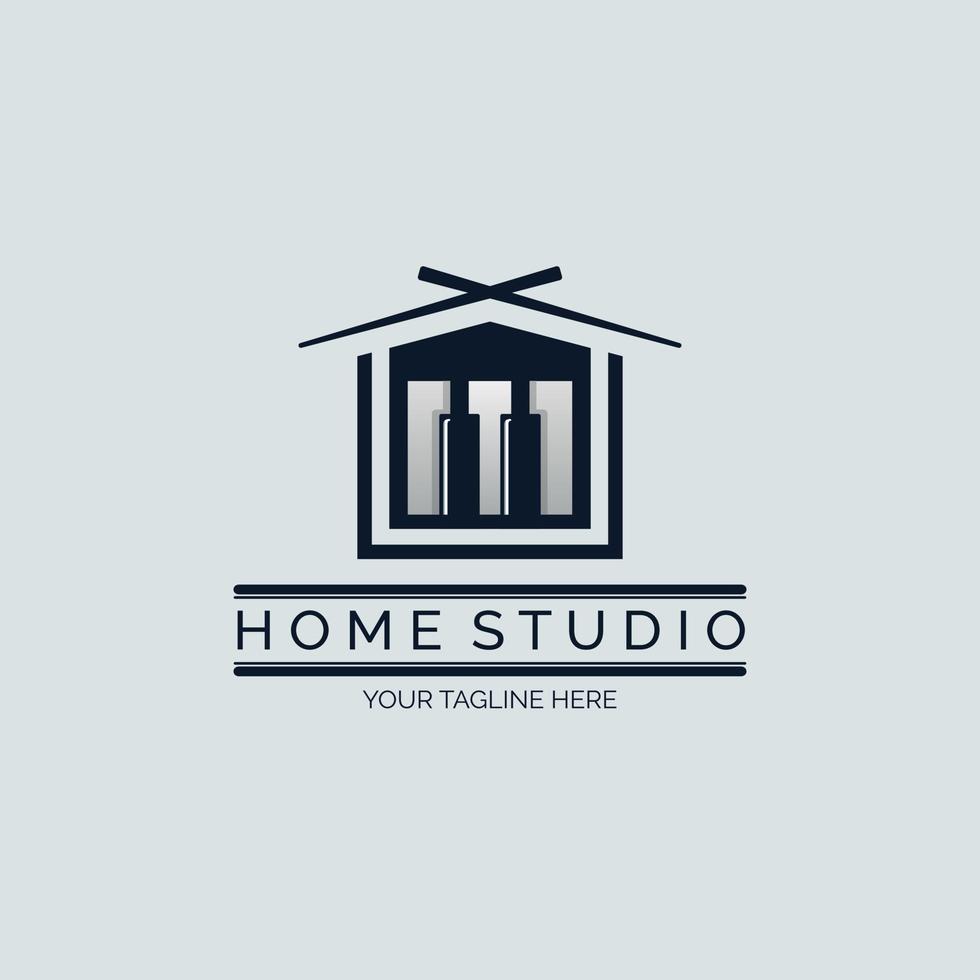 thuisstudio piano tuts muziekstudio letter m logo ontwerpsjabloon voor merk of bedrijf en andere vector