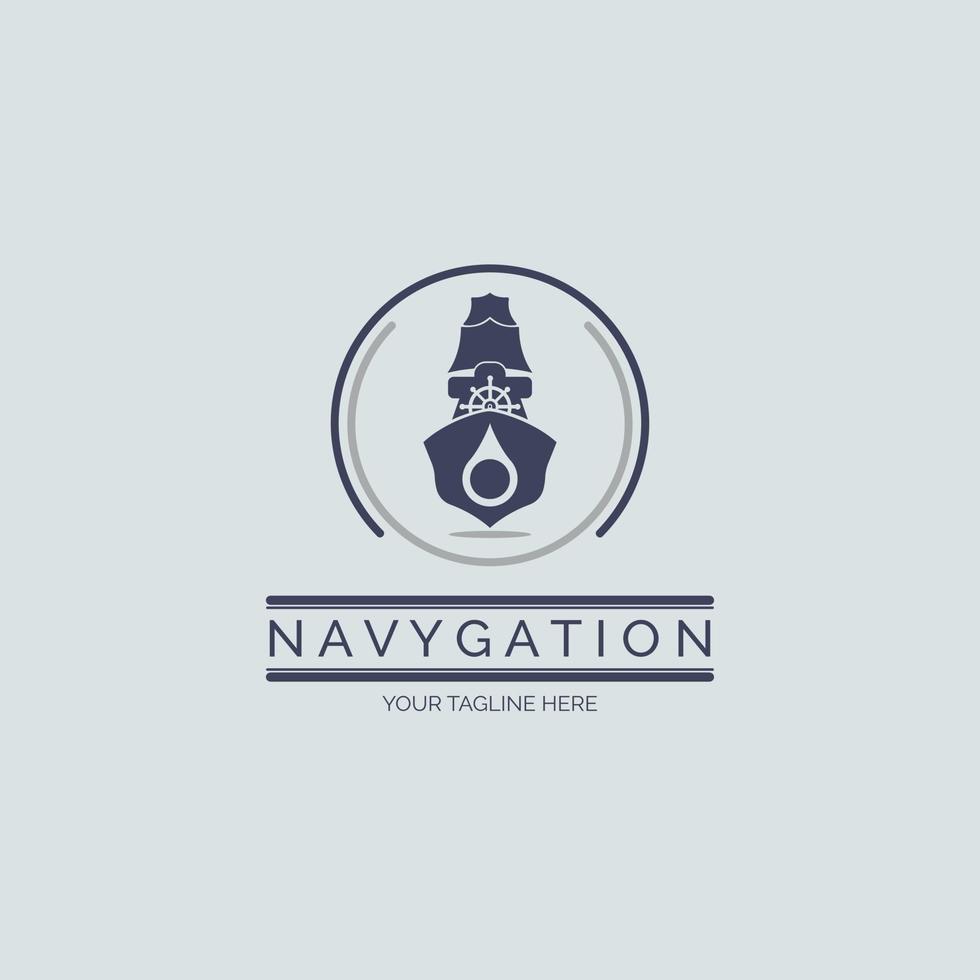 navigatie schip pin point logo ontwerpsjabloon voor merk of bedrijf en andere vector