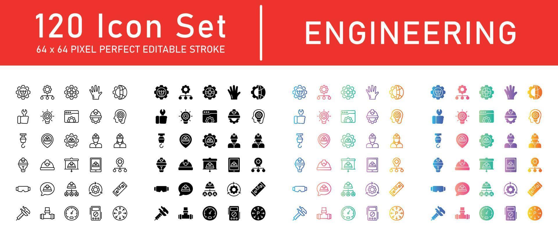 engineering icon pack vector