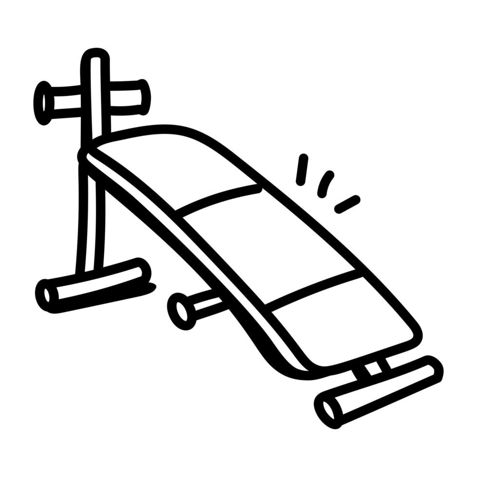 creatief ontworpen doodle icoon van gym bench vector